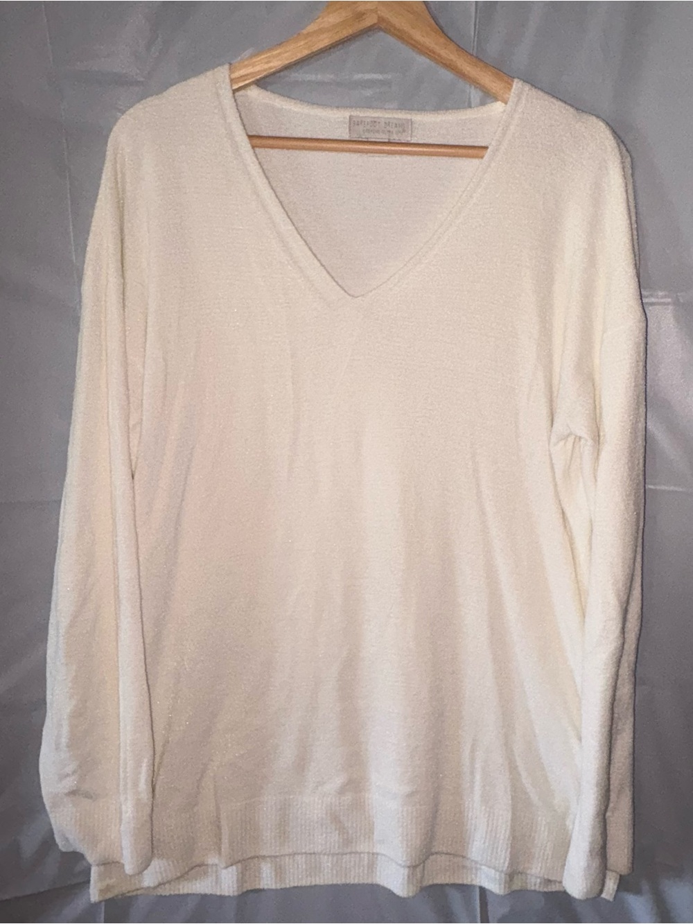 Barefoot Dreams CozyChic Ultra Lite White Pullover Sweater Womens Med Lounge